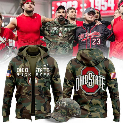 Ohio State Football Military Appreciation Camo Zip Hoodie 2025