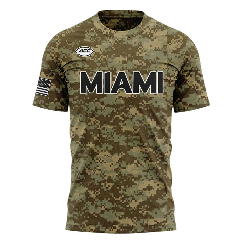 Miami Hurricanes Football Military Appreciation Limited Edition Camo T-Shirt