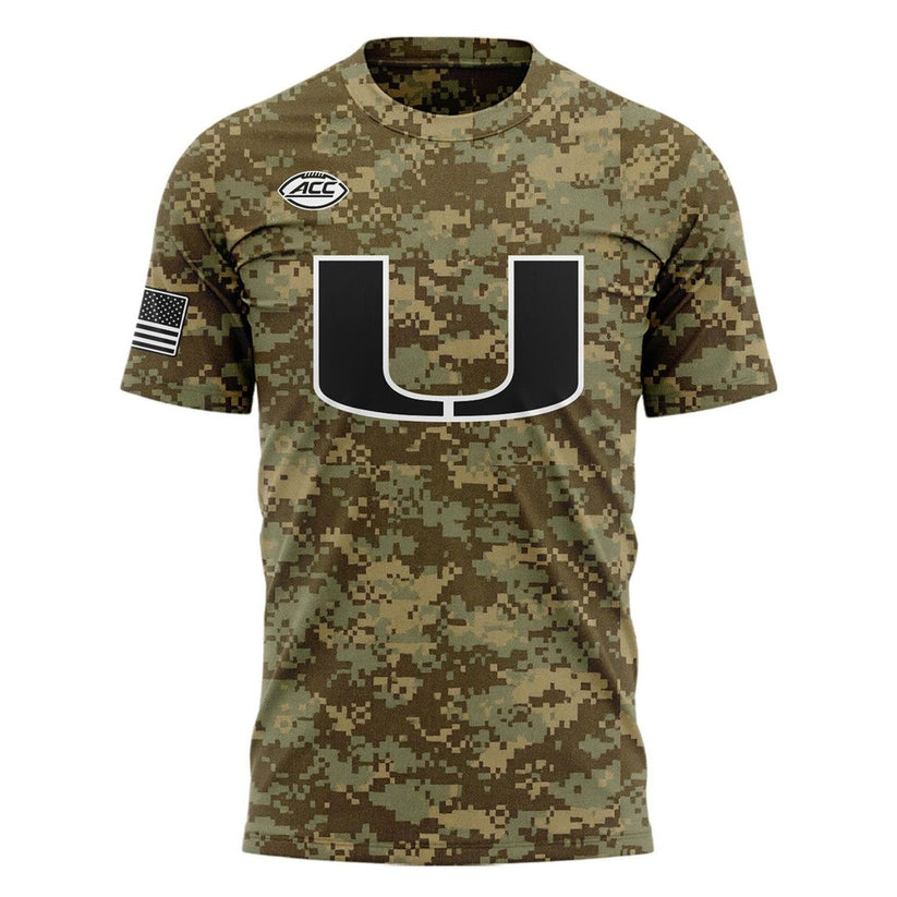 Miami Hurricanes Football Military Appreciation Limited Edition Camo T-shirt