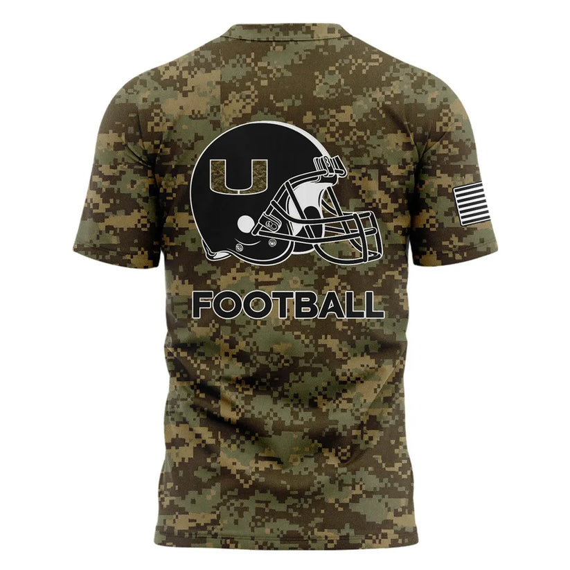Miami Hurricanes Football Military Appreciation Limited Edition Camo T-shirt