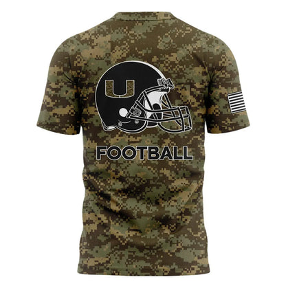Miami Hurricanes Football Military Appreciation Limited Edition Camo T-Shirt