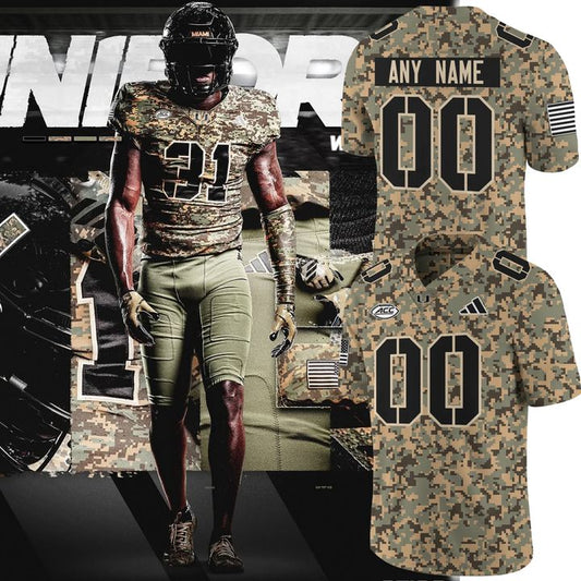 Miami Hurricanes Football Military Camo Mode Jersey 2025
