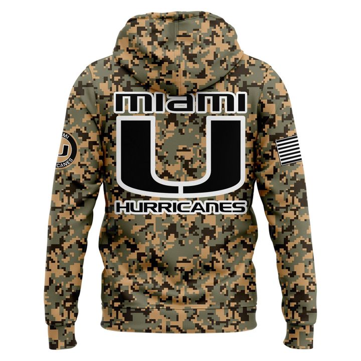 Miami Hurricanes Football Military Camo Mode Hoodie 2025