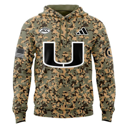Miami Hurricanes Football Military Camo Mode Hoodie 2025
