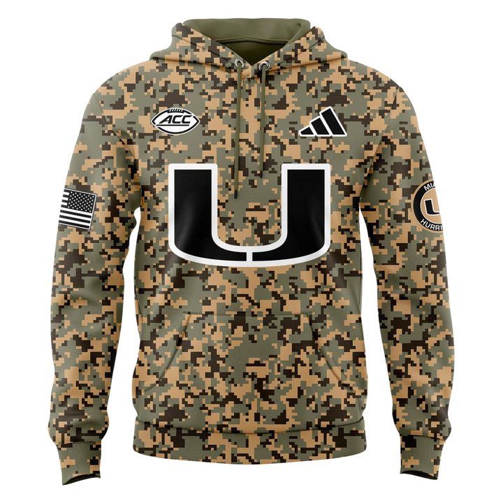 Miami Hurricanes Football x Military Camo Mode Hoodie 2025