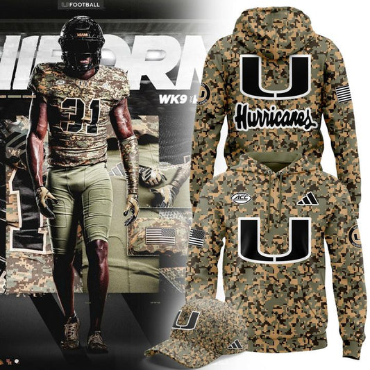Miami Hurricanes Football x Military Camo Mode Limited Edition Hoodie 2025