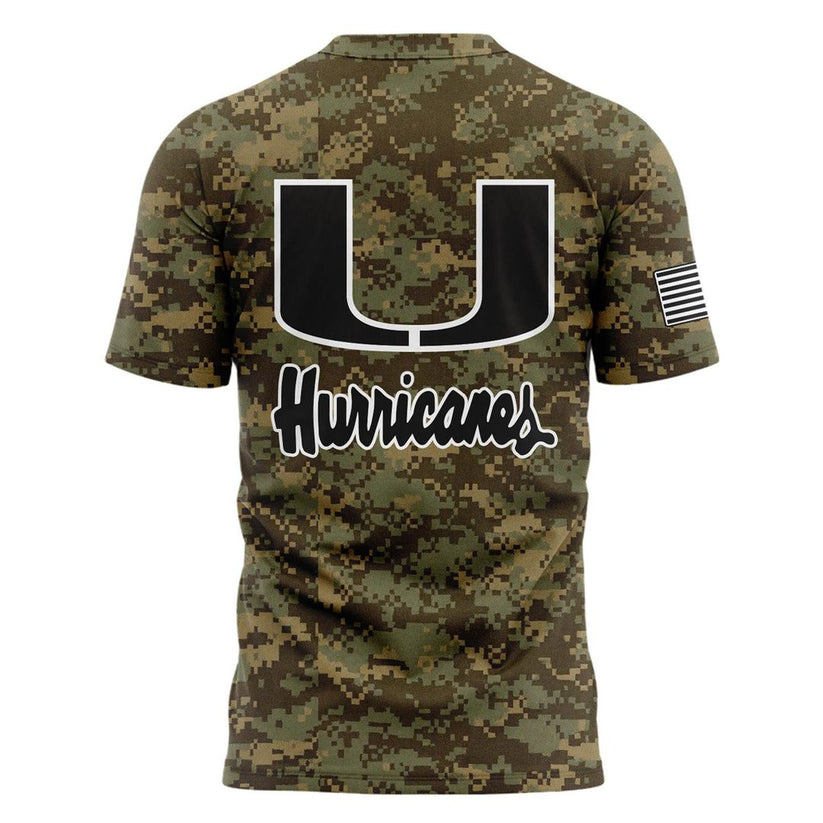 Miami Hurricanes Football Military Appreciation Limited Edition Camo T-shirt