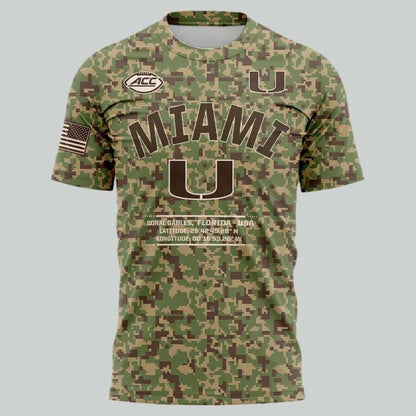 Miami Hurricanes Football Military Appreciation Limited Edition Camo T-shirt