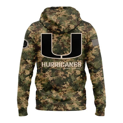 Miami Hurricanes Football Military Appreciation Limited Edition Camo Hoodie