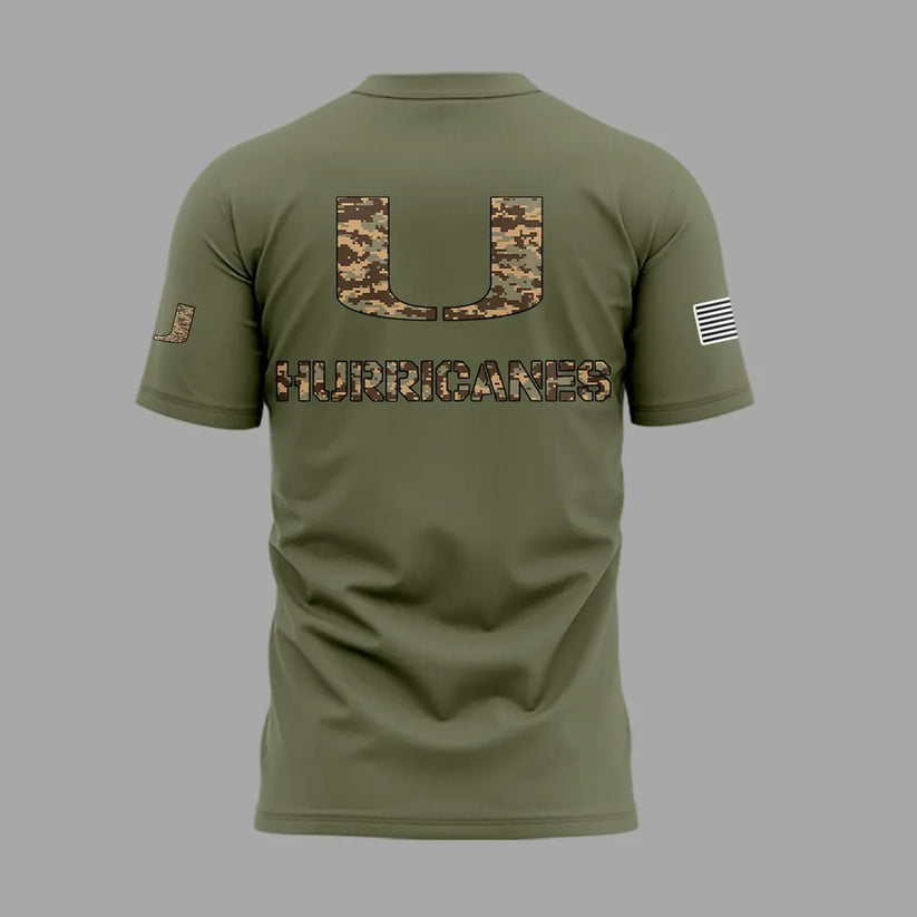 Miami Hurricanes Football Military Appreciation Limited Edition Camo T-Shirt