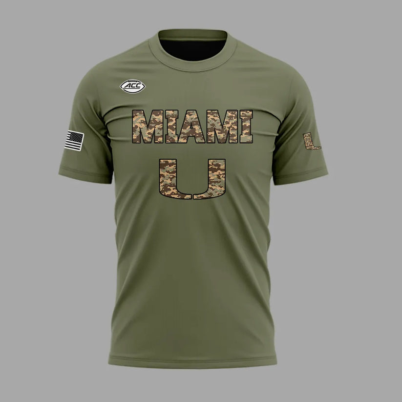 Miami Hurricanes Football Military Appreciation Limited Edition Camo T-Shirt