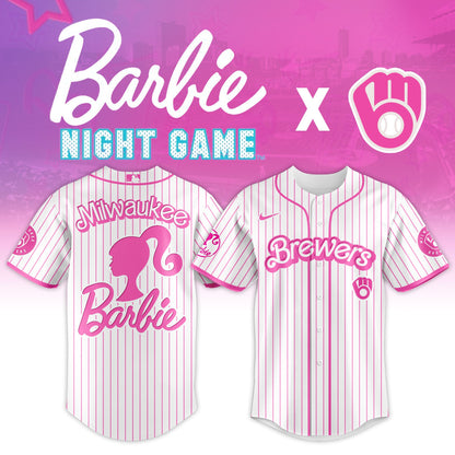 .    Milwaukee   Brewers MLB x Barbie Night Game Limited Edition Jersey 2025 v1