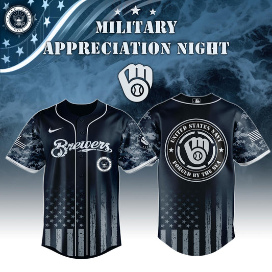 _Milwaukee Brewers MLB x Navy Military Appreciation Night Jersey Editions Limited 2025 V5