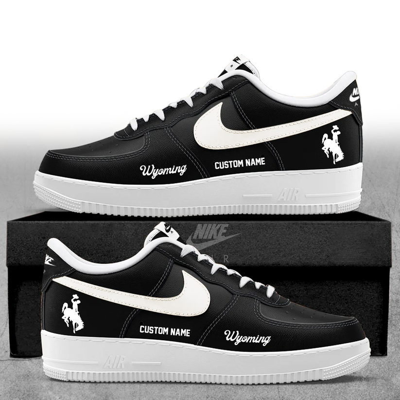 2025 Wyoming Cowboys Dark Mode Black Shoes