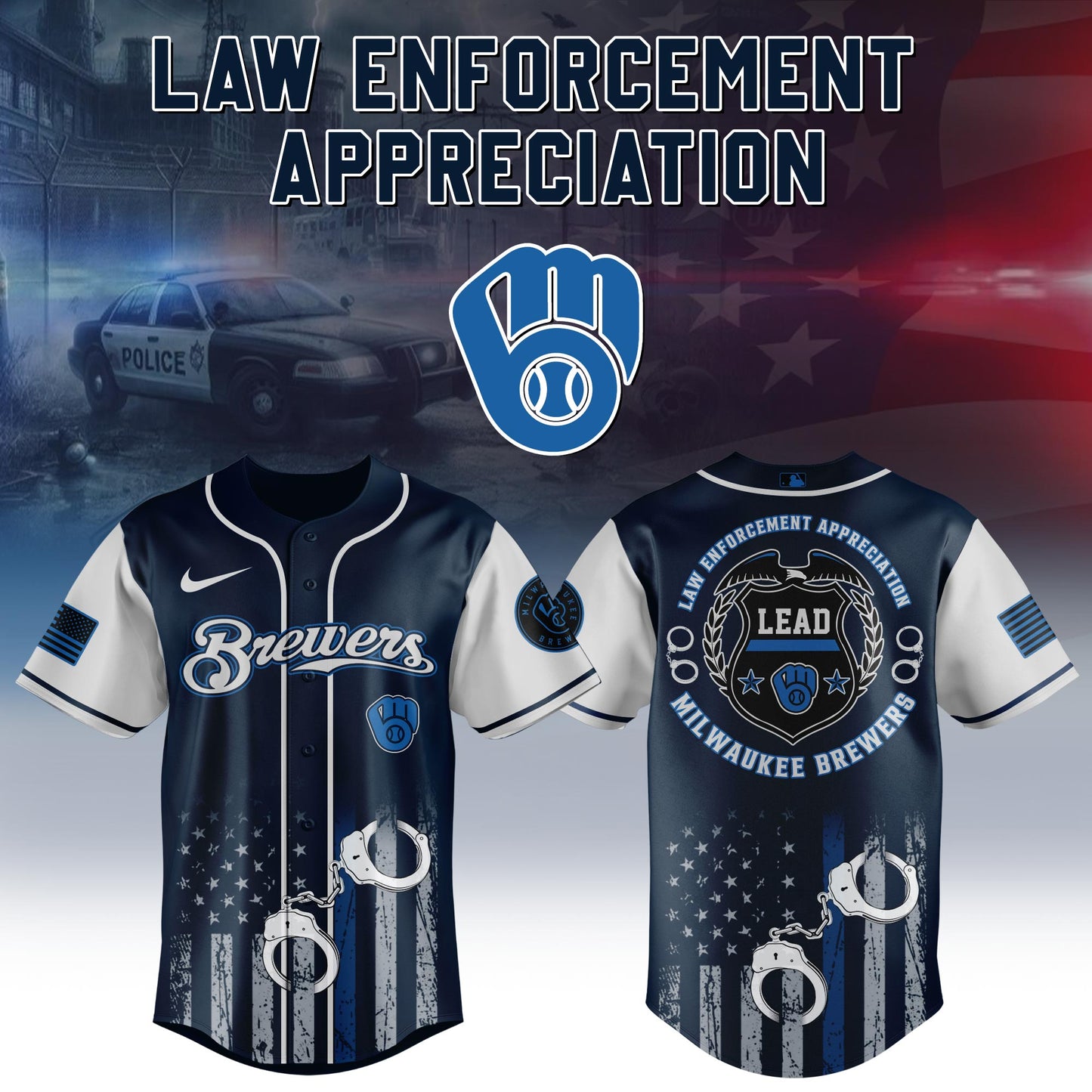 .  Milwaukee Brewers MLB x Law Enforcement Appreciation Day Jersey Limited