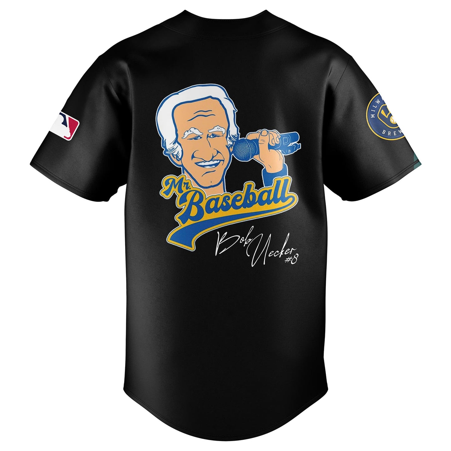 2. "Mr Baseball" Bob Uecker Baseball Tribute Baseball Jersey Black
