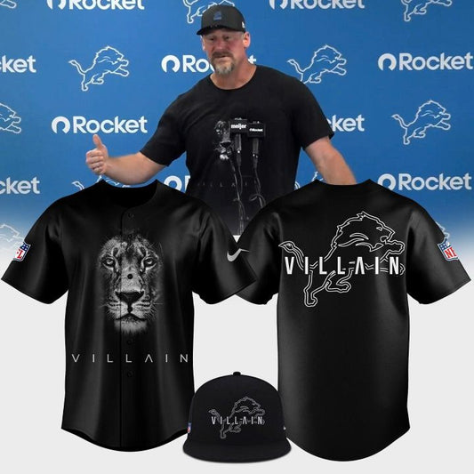 Dan Campbell Detroit Lions Villain 2025 Limited Baseball Jersey Black V4