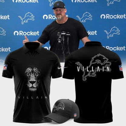 Dan Campbell Detroit Lions Villain 2025 Limited Polo Black V4