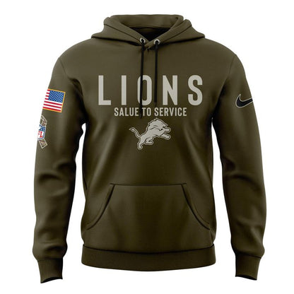 Men's Detroit Lions Olive 2025 Salute to Service Sideline Hoodie v3
