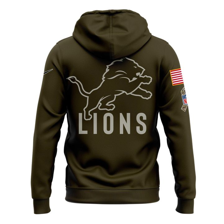 Men's Detroit Lions Olive 2025 Salute to Service Sideline Hoodie