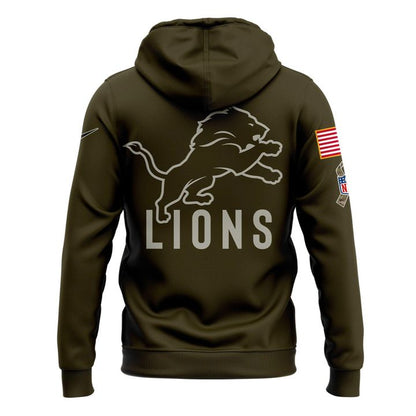 Men's Detroit Lions Olive 2025 Salute to Service Sideline Hoodie
