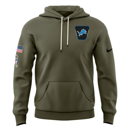 Men's Detroit Lions Olive 2025 Salute to Service Sideline Standard Issue Hoodie V2