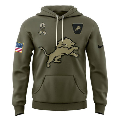 Men's Detroit Lions Olive 2025 Salute to Service Sideline Standard Issue Hoodie V1