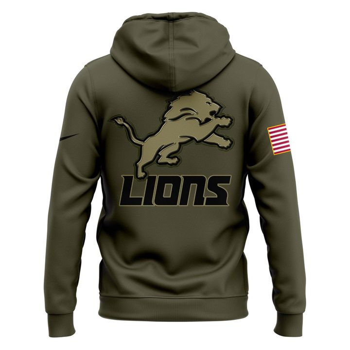 Men's Detroit Lions Olive 2025 Salute to Service Sideline Standard Issue Hoodie V1
