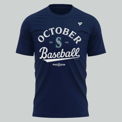 Special New October Baseball Post Season 2025 Seize The Moment Tridient Vintage Logo T-Shirt