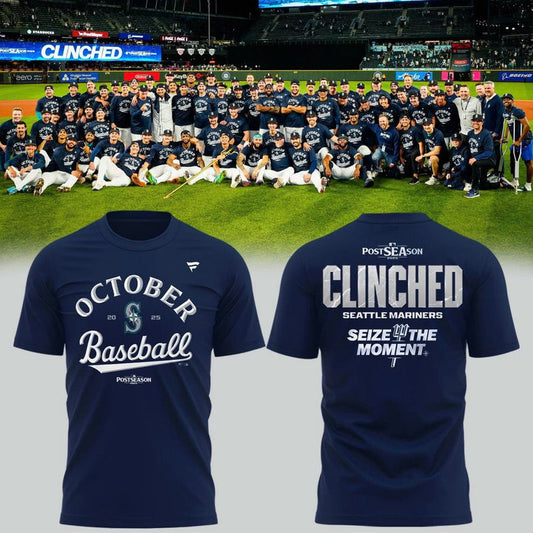 Special New October Baseball Clinched Seize The Moment Post Season 2025 T-Shirt