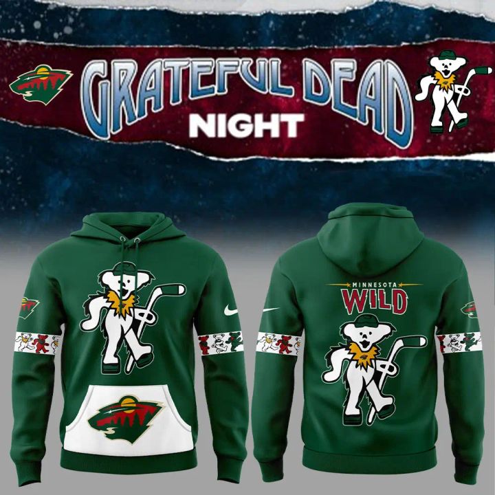 Limited Edition Minnesota Wild Grateful Dead Night Green Hoodie