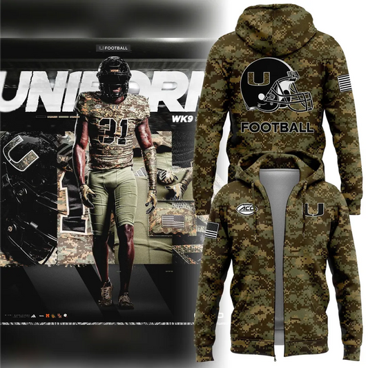 Special 2025 Miami Hurricanes Military Appreciation Zip Hoodie