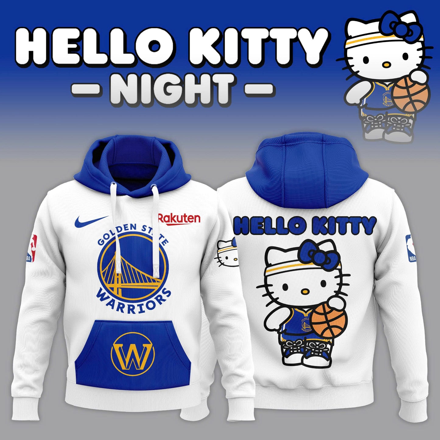 Limited Edition Golden State Warriors x Hello Kitty Hoodie 2024