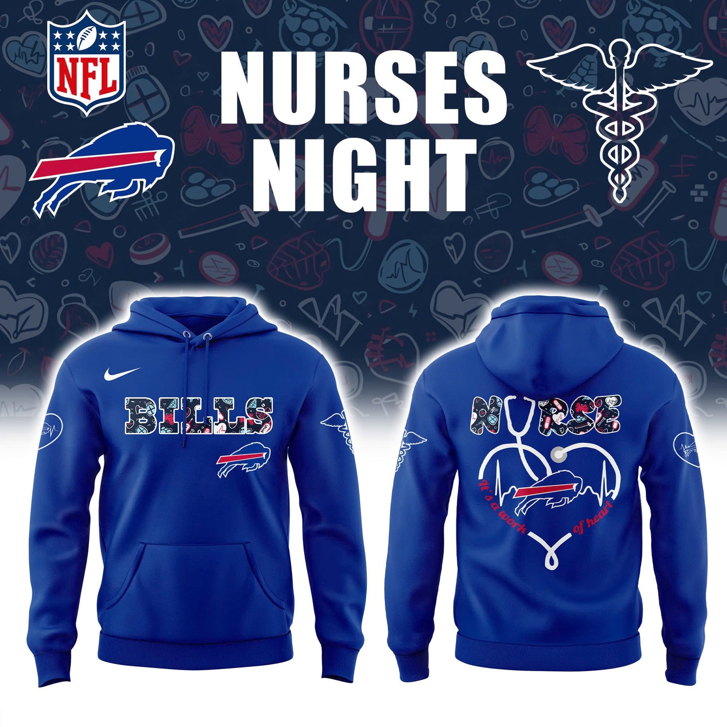 * Buffalo Bills NURSES NIGHT Hoodie | Jogger | Cap Limited Edition