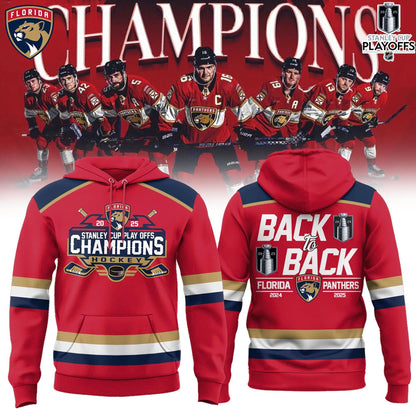 Florida Panthers Back To Back Champions Stanley Cup Hoodie 2025