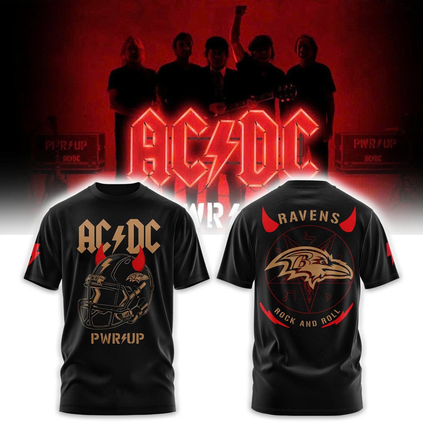 Baltimore Ravens Football Helmet PWR UP US Tour 2025 Shirt v2