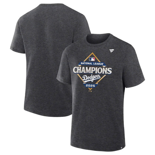 _      Los Angeles Dodgers Fanatics Heather Charcoal 2025 National League Champions Locker Room T-Shirt
